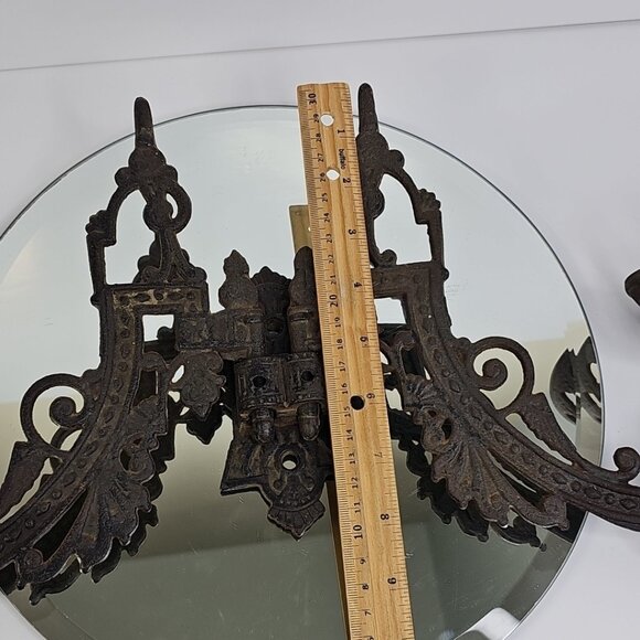 Antique Dual Arm Wall Mount Oil Lamp Holder Cast Iron Sconce Swing Bracket USA - Picture 11 of 16